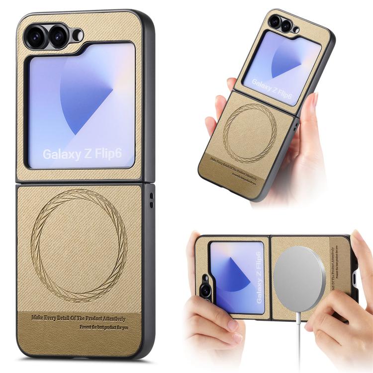 Twill Fabric Leather Skin Magnetic Back Phone Case, For Samsung Galaxy Z Flip7 5G, For Samsung Galaxy Z Flip6 / Flip7 FE, For Samsung Galaxy Z Flip5, For Samsung Galaxy Z Flip4, For Samsung Galaxy Z Flip3 5G