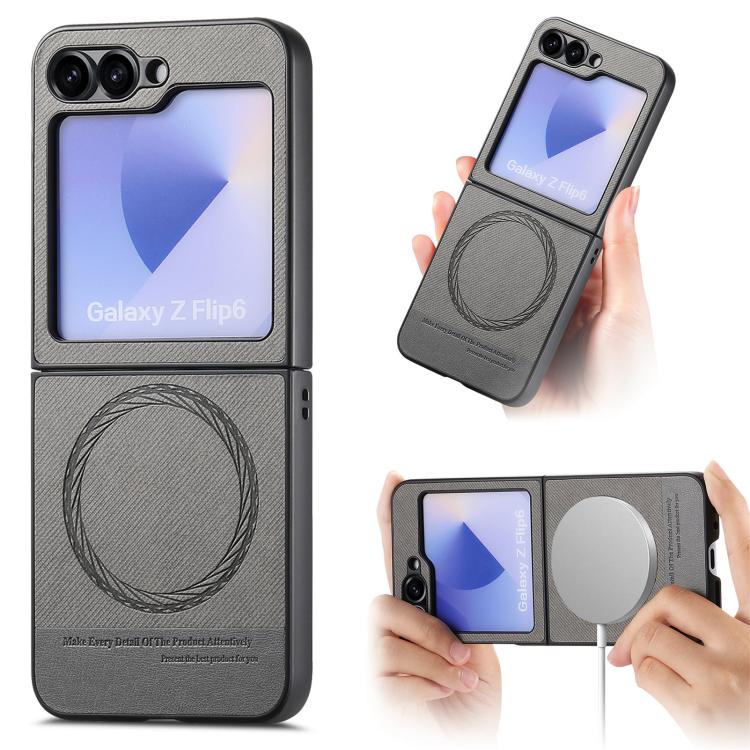 Twill Fabric Leather Skin Magnetic Back Phone Case, For Samsung Galaxy Z Flip7 5G, For Samsung Galaxy Z Flip6 / Flip7 FE, For Samsung Galaxy Z Flip5, For Samsung Galaxy Z Flip4, For Samsung Galaxy Z Flip3 5G