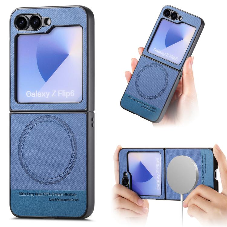 Twill Fabric Leather Skin Magnetic Back Phone Case, For Samsung Galaxy Z Flip7 5G, For Samsung Galaxy Z Flip6 / Flip7 FE, For Samsung Galaxy Z Flip5, For Samsung Galaxy Z Flip4, For Samsung Galaxy Z Flip3 5G