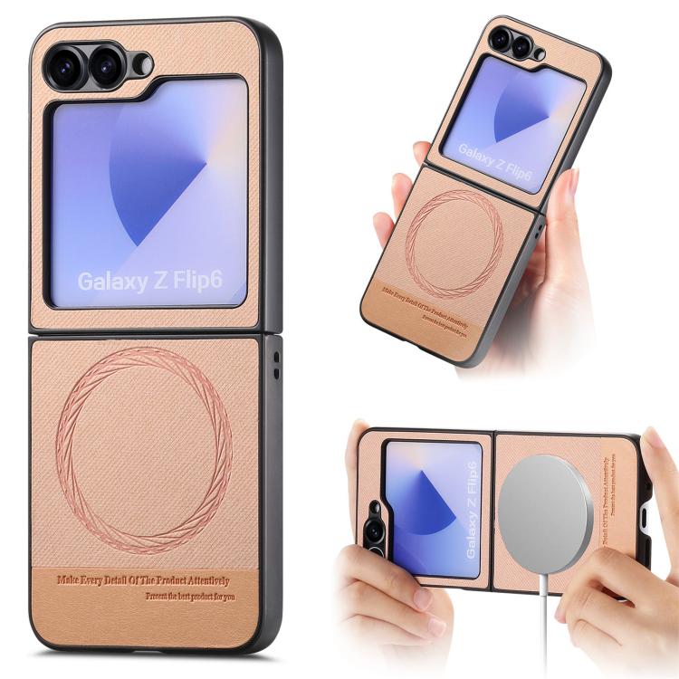 Twill Fabric Leather Skin Magnetic Back Phone Case, For Samsung Galaxy Z Flip7 5G, For Samsung Galaxy Z Flip6 / Flip7 FE, For Samsung Galaxy Z Flip5, For Samsung Galaxy Z Flip4, For Samsung Galaxy Z Flip3 5G