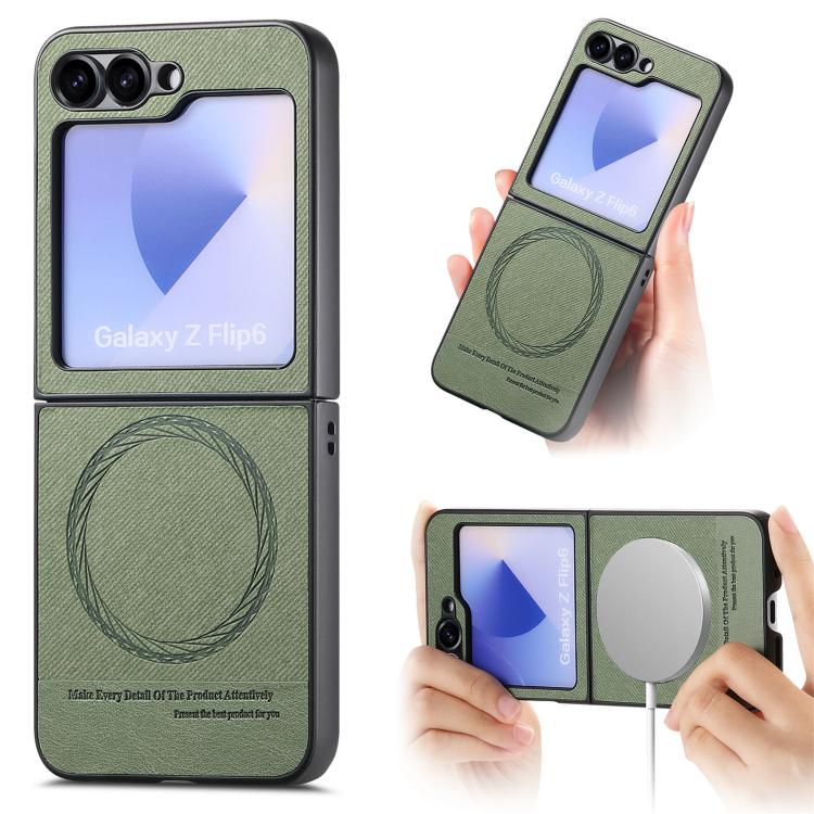 Twill Fabric Leather Skin Magnetic Back Phone Case, For Samsung Galaxy Z Flip7 5G, For Samsung Galaxy Z Flip6 / Flip7 FE, For Samsung Galaxy Z Flip5, For Samsung Galaxy Z Flip4, For Samsung Galaxy Z Flip3 5G