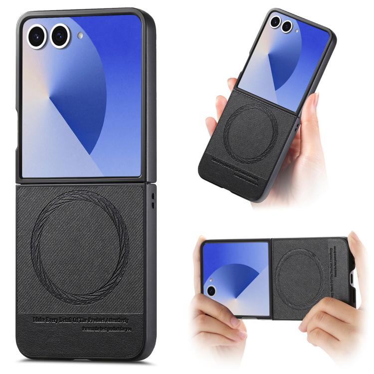 Twill Fabric Leather Skin Magnetic Back Phone Case, For Samsung Galaxy Z Flip7 5G, For Samsung Galaxy Z Flip6 / Flip7 FE, For Samsung Galaxy Z Flip5, For Samsung Galaxy Z Flip4, For Samsung Galaxy Z Flip3 5G