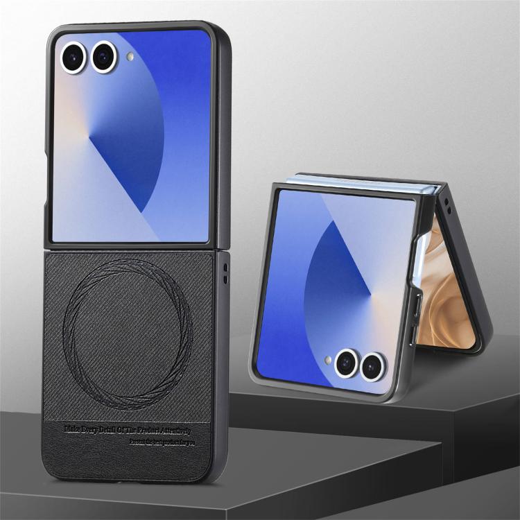 Twill Fabric Leather Skin Magnetic Back Phone Case, For Samsung Galaxy Z Flip7 5G, For Samsung Galaxy Z Flip6 / Flip7 FE, For Samsung Galaxy Z Flip5, For Samsung Galaxy Z Flip4, For Samsung Galaxy Z Flip3 5G