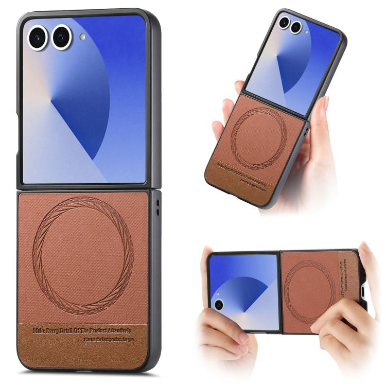 Twill Fabric Leather Skin Magnetic Back Phone Case, For Samsung Galaxy Z Flip7 5G, For Samsung Galaxy Z Flip6 / Flip7 FE, For Samsung Galaxy Z Flip5, For Samsung Galaxy Z Flip4, For Samsung Galaxy Z Flip3 5G