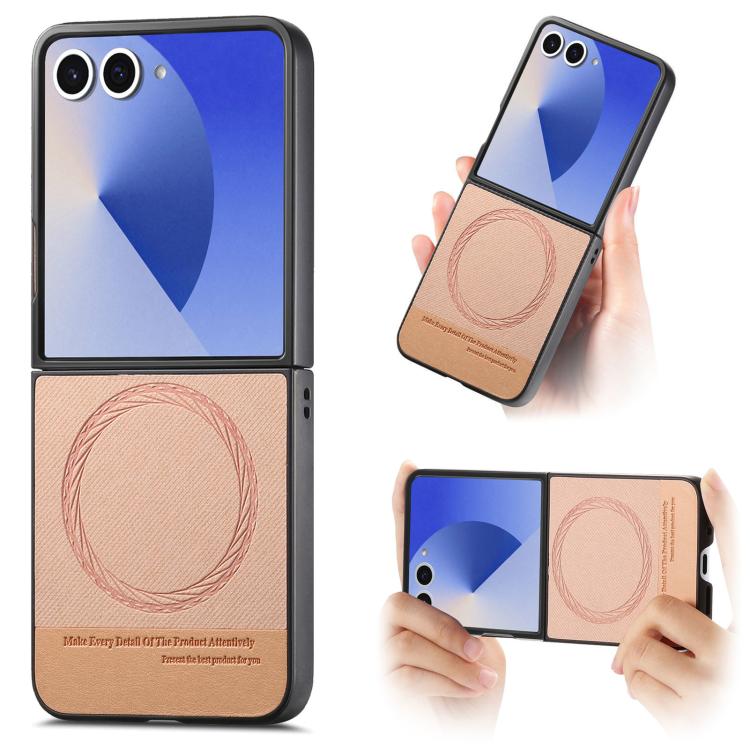 Twill Fabric Leather Skin Magnetic Back Phone Case, For Samsung Galaxy Z Flip7 5G, For Samsung Galaxy Z Flip6 / Flip7 FE, For Samsung Galaxy Z Flip5, For Samsung Galaxy Z Flip4, For Samsung Galaxy Z Flip3 5G