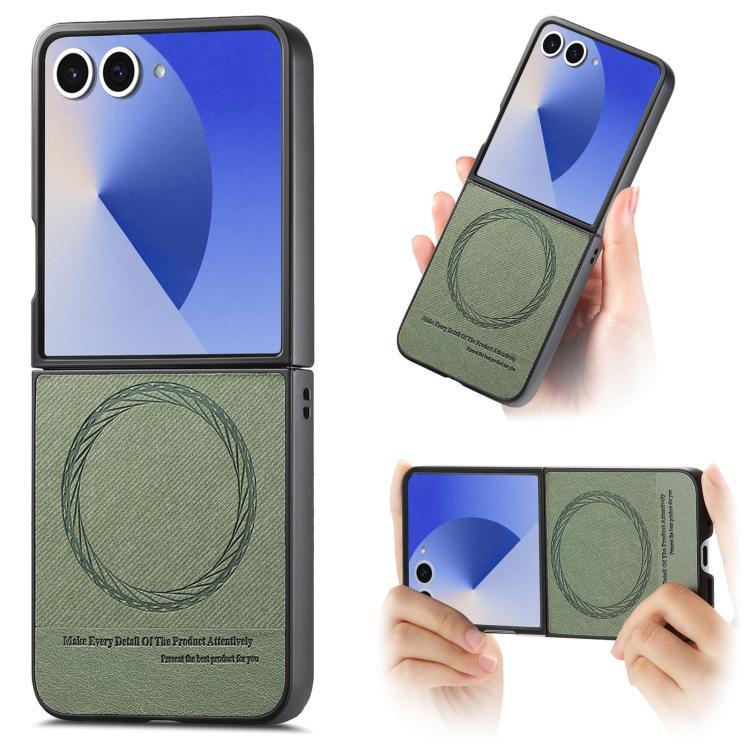 Twill Fabric Leather Skin Magnetic Back Phone Case, For Samsung Galaxy Z Flip7 5G, For Samsung Galaxy Z Flip6 / Flip7 FE, For Samsung Galaxy Z Flip5, For Samsung Galaxy Z Flip4, For Samsung Galaxy Z Flip3 5G