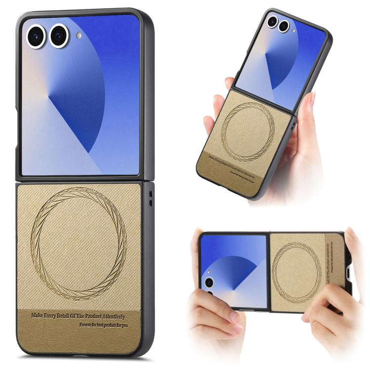Twill Fabric Leather Skin Magnetic Back Phone Case, For Samsung Galaxy Z Flip7 5G, For Samsung Galaxy Z Flip6 / Flip7 FE, For Samsung Galaxy Z Flip5, For Samsung Galaxy Z Flip4, For Samsung Galaxy Z Flip3 5G