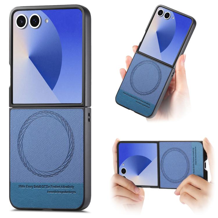 Twill Fabric Leather Skin Magnetic Back Phone Case, For Samsung Galaxy Z Flip7 5G, For Samsung Galaxy Z Flip6 / Flip7 FE, For Samsung Galaxy Z Flip5, For Samsung Galaxy Z Flip4, For Samsung Galaxy Z Flip3 5G