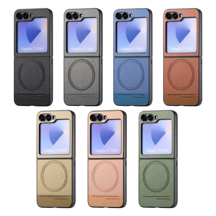 Twill Fabric Leather Skin Magnetic Back Phone Case, For Samsung Galaxy Z Flip7 5G, For Samsung Galaxy Z Flip6 / Flip7 FE, For Samsung Galaxy Z Flip5, For Samsung Galaxy Z Flip4, For Samsung Galaxy Z Flip3 5G