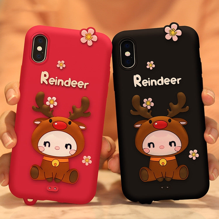 Lovely Reindeer Full Package Anti Falling Silicone Sleeve for iPhone XS