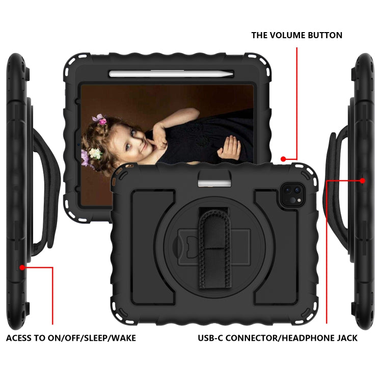 For iPad Pro 11 (2020) PC + Silicone Shockproof Combination Case with 360 Degree Rotating Holder & Handle