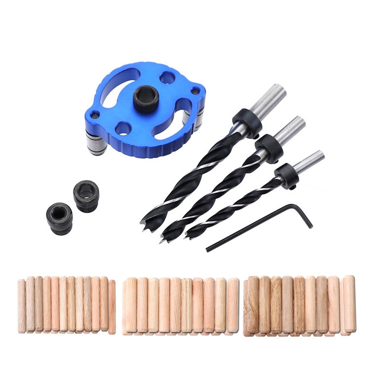 Woodworking Straight Hole Puncher Self-Centering Dowel Splicing Drilling Locator Woodworking Drilling Tool, Style:, Black, Black+7 PCS Drill Bit, Black+7 PCS Drill Bit+60 Wood Tip, Blue, Blue+7 PCS Drill Bit, Blue+7 PCS Drill Bit+60 Wood Tip