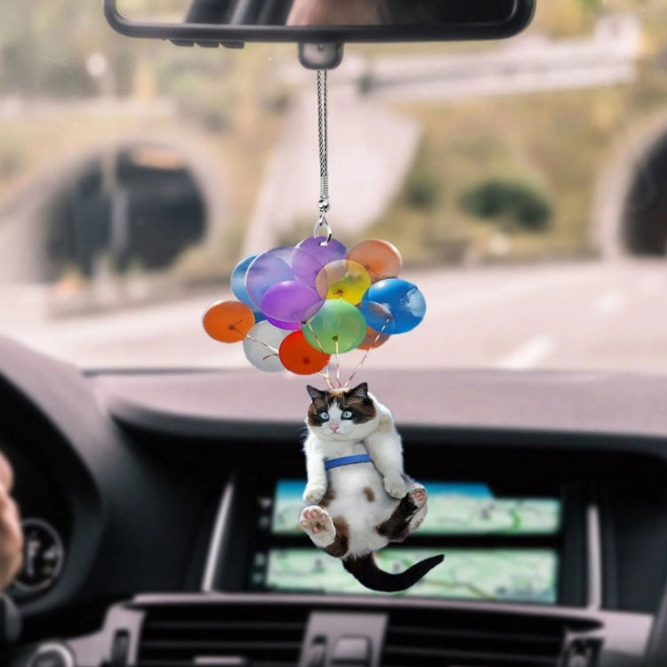 2 PCS Colorful Balloon Cat Car Pendant Car Rearview Mirror Pendant, Colorful Balloon Cat