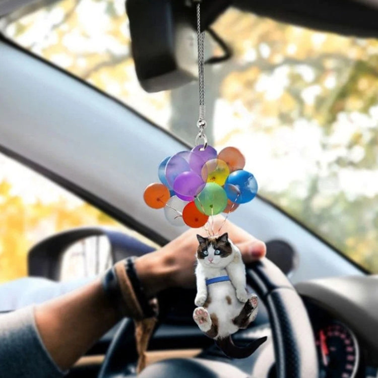 2 PCS Colorful Balloon Cat Car Pendant Car Rearview Mirror Pendant, Colorful Balloon Cat