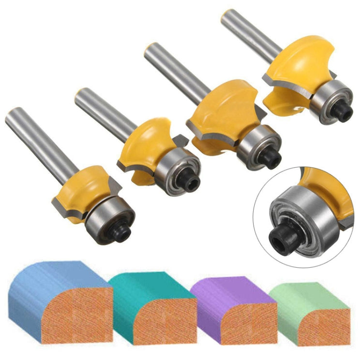 4 PCS/Set 1/4 Handle Alloy Fillet Knife Woodworking Trimming Machine Bit, 4 PCS/Set 1/4 Handle