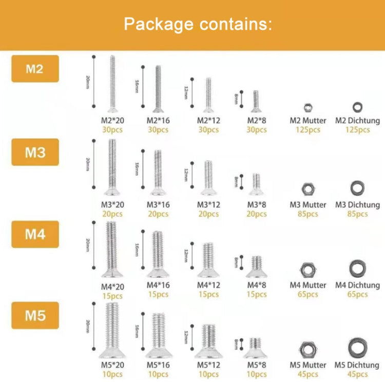 M2/M3/M4/M5 Flat Head Hexagon Socket Screws Gasket Ring Set