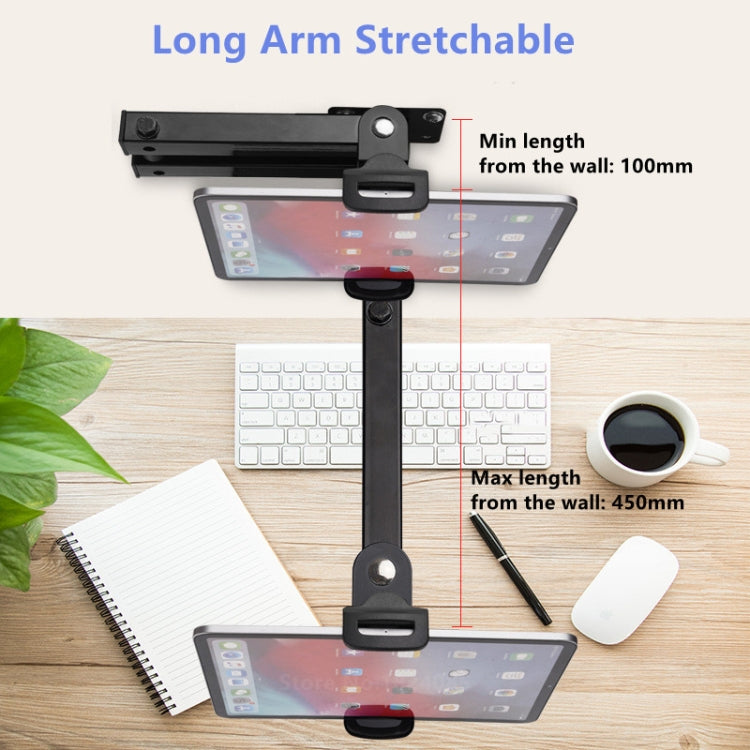 Wall Mount Tablet Cell Phone Stand Long Arm Stretchable Holder for 4-13 inch Devices, Stretchable Tablet Bracket 2
