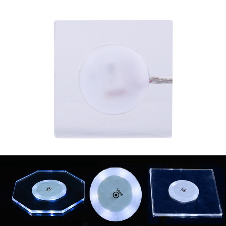 USB Charging LED Light Up Acrylic Coaster Transparent Crystal Base, 100x10mm Round, 100x10mm Octagonal, 100x10mm Square