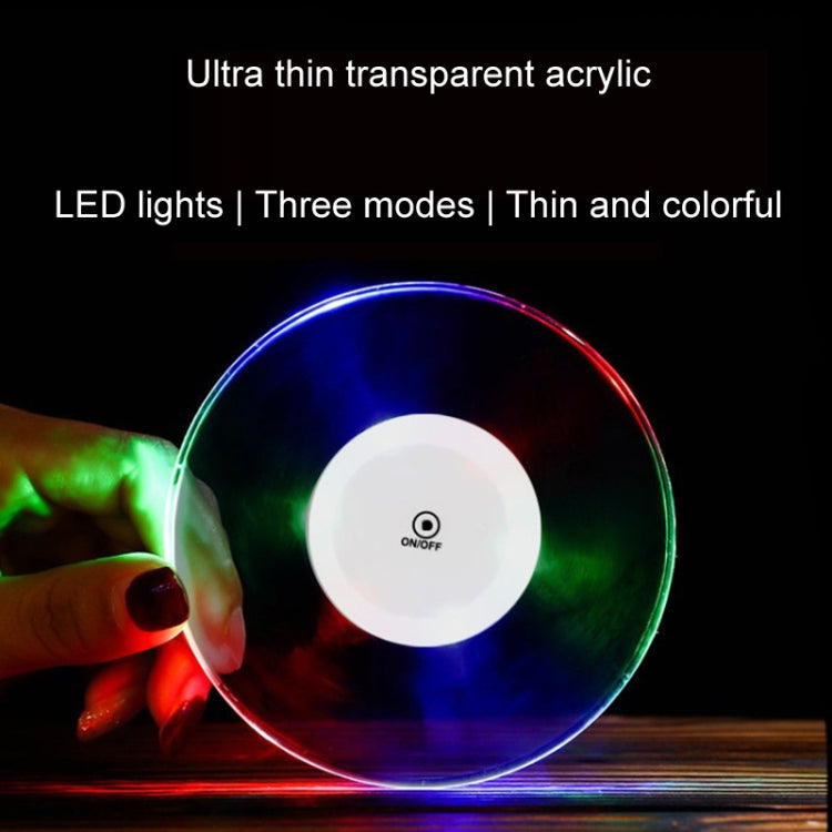 USB Charging LED Light Up Acrylic Coaster Transparent Crystal Base, 100x10mm Round, 100x10mm Octagonal, 100x10mm Square