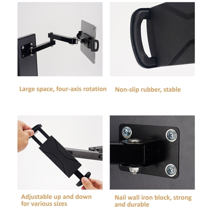 Wall Mount Tablet Cell Phone Stand Long Arm Stretchable Holder for 4-13 Inch Devices