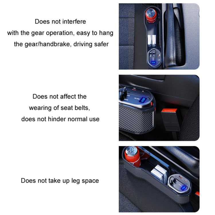 Digital Display Multifunctional Super Fast Charging Car Seat Gap Storage Box, Without Wireless Charging, With Wireless Charging