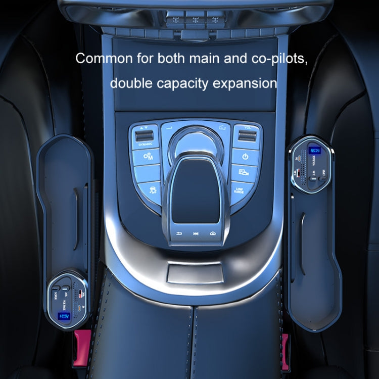 Digital Display Multifunctional Super Fast Charging Car Seat Gap Storage Box, Without Wireless Charging, With Wireless Charging