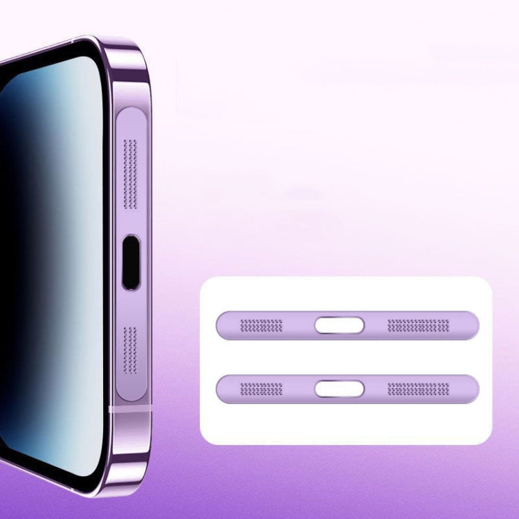 2pcs /Set For IPhone 12 / 13 / 14 / 15 Series Speaker Plating Metal Dust-Proof Mesh Charging Port Protective Film Dust Sticker