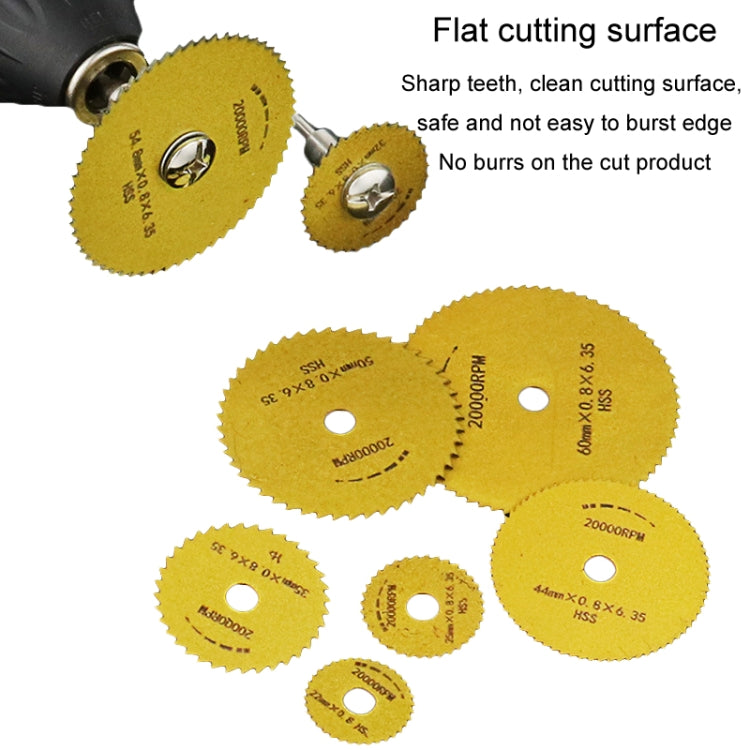 10pcs /Set High-Speed Steel Cutting Blade Multi-Size Cutting Wood PVC Electric Grinder Saw Blade Tool With 3.17mm+6mm Pole, Black, Gold, Silver
