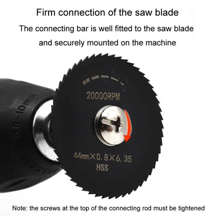 10pcs /Set High-Speed Steel Cutting Blade Multi-Size Cutting Wood PVC Electric Grinder Saw Blade Tool With 3.17mm+6mm Pole, Black, Gold, Silver