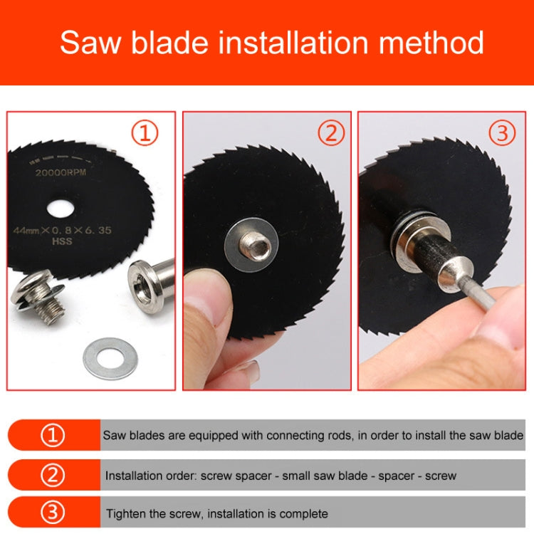 10pcs /Set High-Speed Steel Cutting Blade Multi-Size Cutting Wood PVC Electric Grinder Saw Blade Tool With 3.17mm+6mm Pole, Black, Gold, Silver