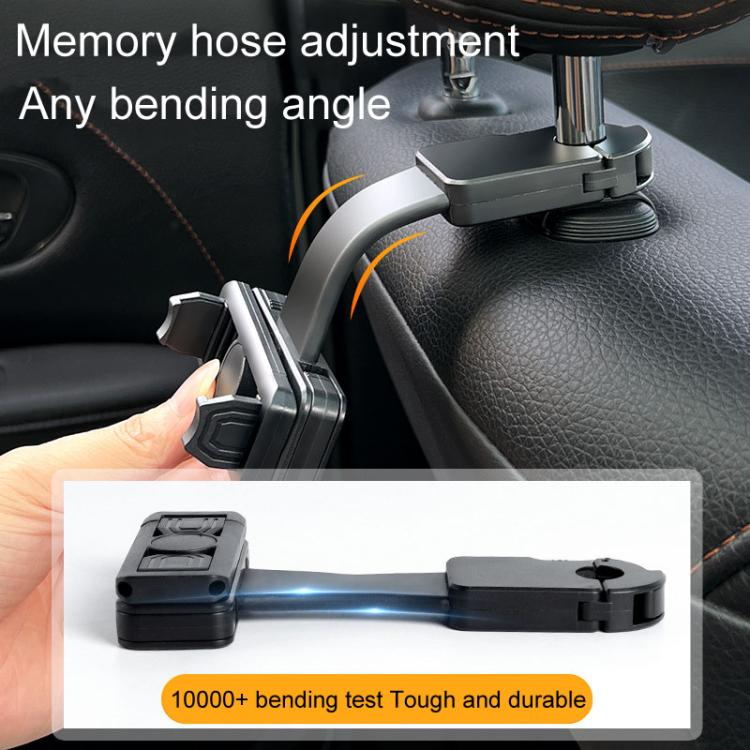 Car Rear Seat Headrest Multifunctional Rotating Telescopic Cell Phone Holder Hooks