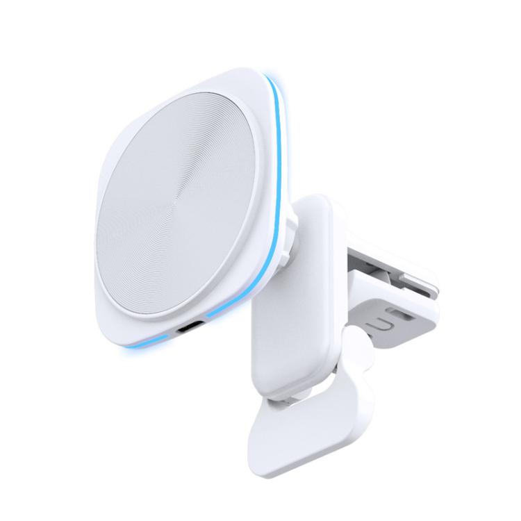For IPhone 12-16 Cell Phone Car Magnetic Wireless Charger Car Air Vent Holder Fast Charger, Blue Light (White), Blue Light (Black), RGB Light (White), RGB Light (Black)