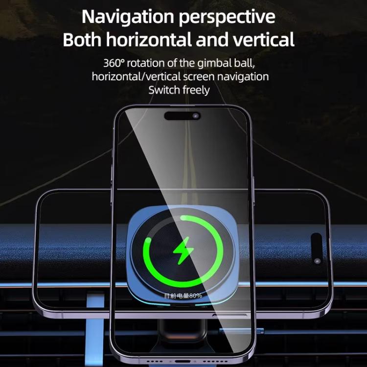 For IPhone 12-16 Cell Phone Car Magnetic Wireless Charger Car Air Vent Holder Fast Charger, Blue Light (White), Blue Light (Black), RGB Light (White), RGB Light (Black)