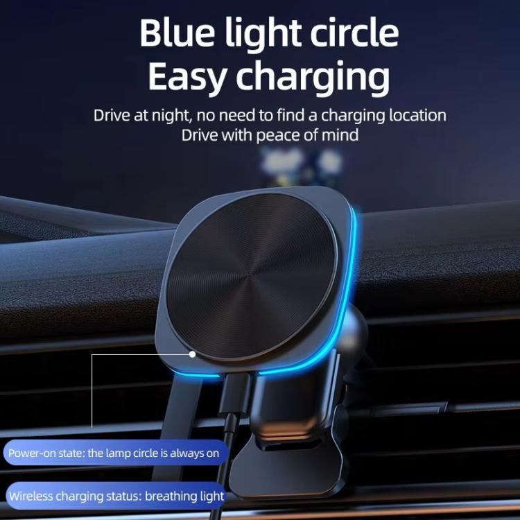 For IPhone 12-16 Cell Phone Car Magnetic Wireless Charger Car Air Vent Holder Fast Charger, Blue Light (White), Blue Light (Black), RGB Light (White), RGB Light (Black)