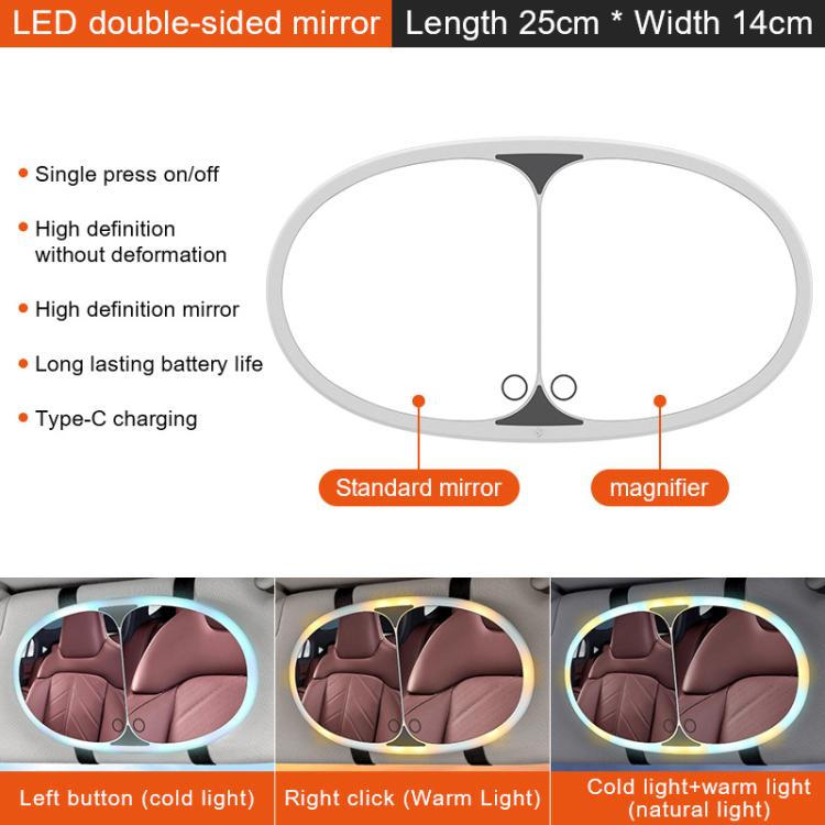 Car Sun Visor LED Touch Light Magnifying Makeup Mirror