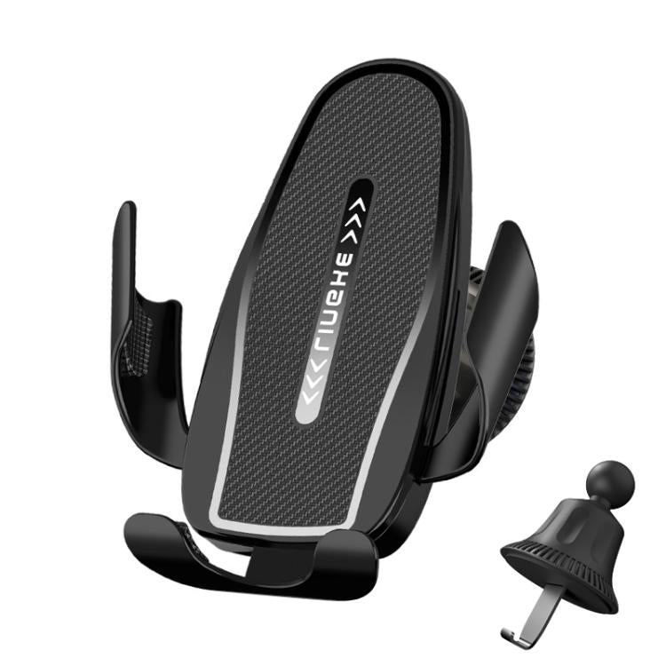 Carbon Fiber Clip-on Gravity Air Outlet Car Phone Holder, Black Hawkbill Clip, Black Straight Clip, Black Hook Clip