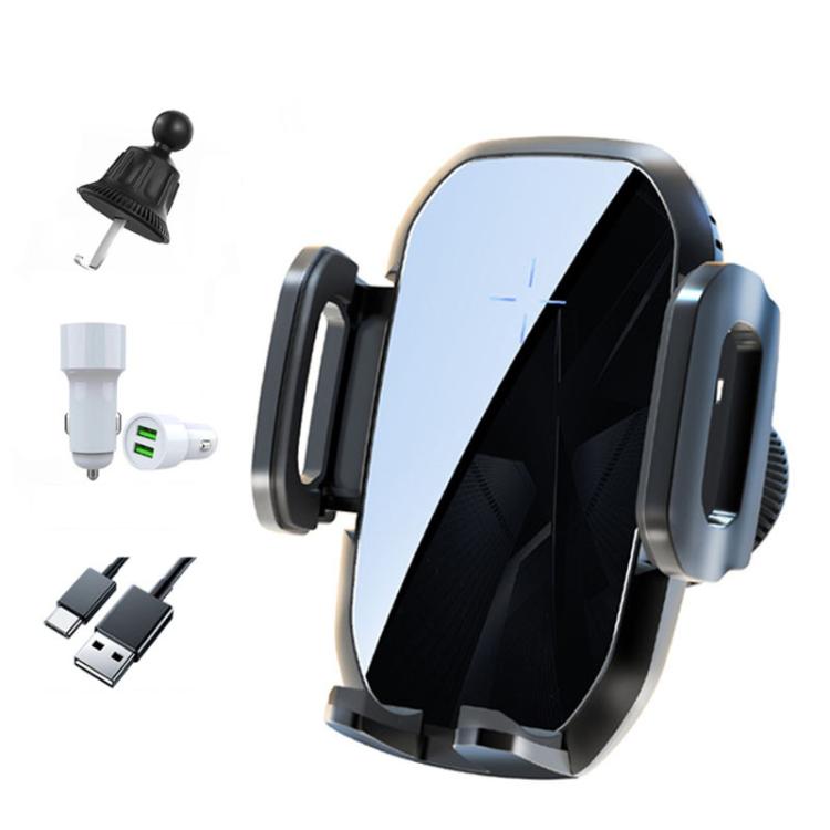 15W Wireless Induction Snap-on Charging Car Air Outlet Phone Holder, Black, Black + Long Hook Clip, Black + Car Charger Head, White + Car Charger Head