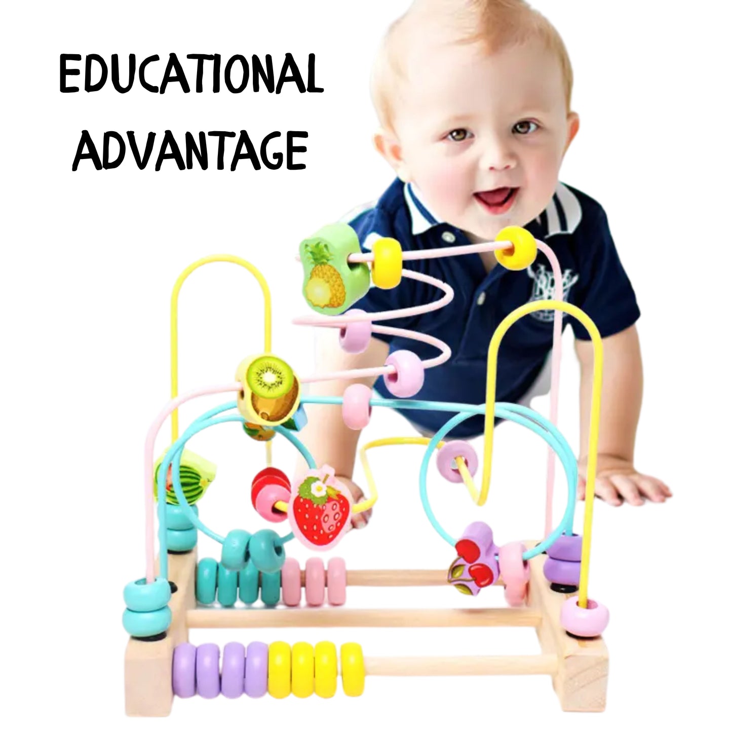 Wooden Beads Fruit hand and eye co-ordination for toddlers