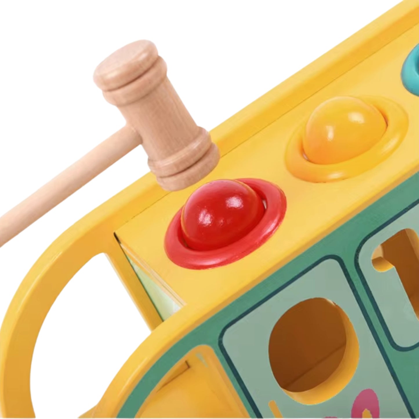 Wooden Bus Number Puzzle and Hammer hand co-ordination
