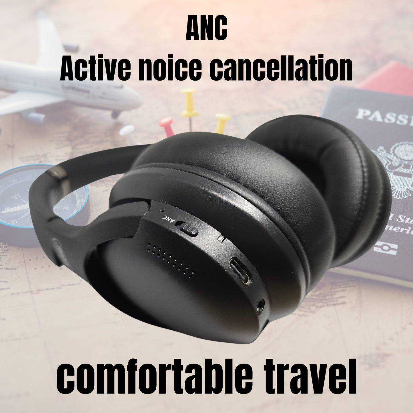 Travel Earphones with Active Noise Cancellation and BT