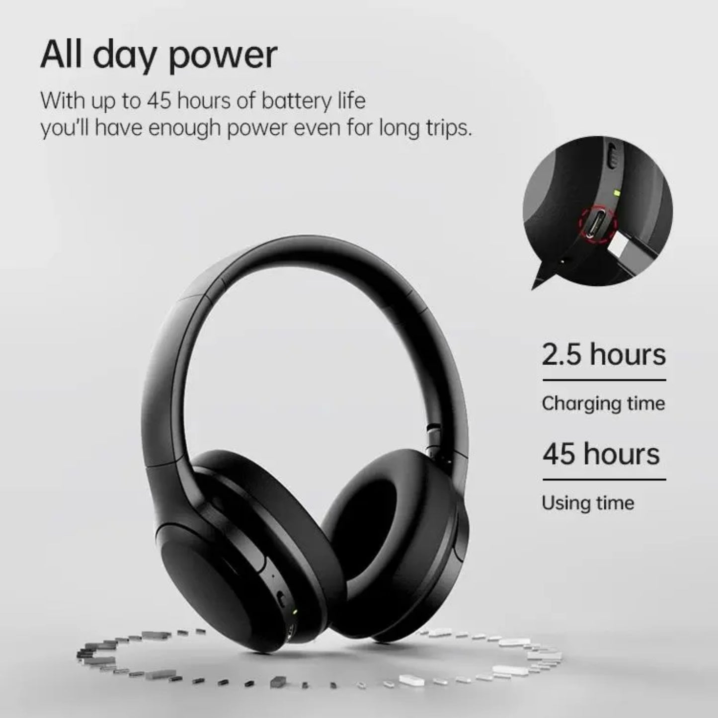 Travel Earphones with Active Noise Cancellation and BT