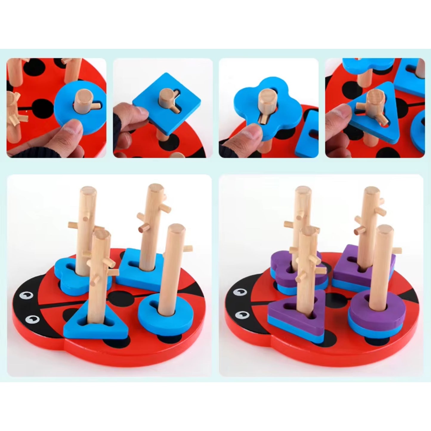 Wooden Lady Bug Puzzle Brain Teaser for toddlers