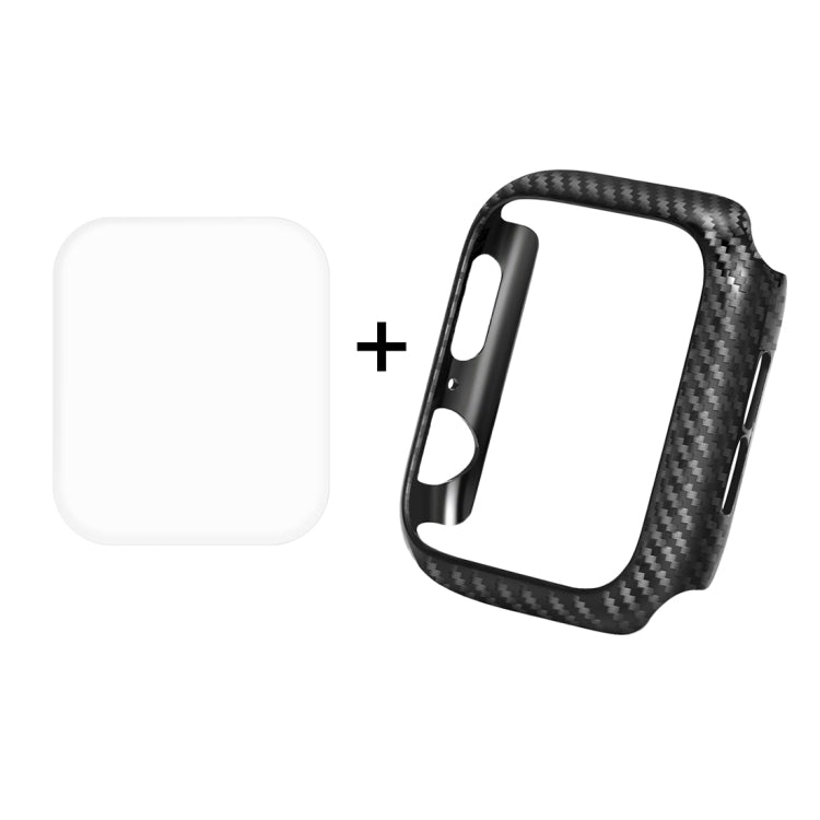 ENKAY Hat-Prince 2 in 1 Carbon Fiber Texture TPU Semi-clad Protective Shell + 3D Full Screen PET Curved Heat Bending HD Screen Protector For Apple Watch Series 6 / 5 / 4 / Watch SE 40mm