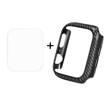 ENKAY Hat-Prince 2 in 1 Carbon Fiber Texture TPU Semi-clad Protective Shell + 3D Full Screen PET Curved Heat Bending HD Screen Protector For Apple Watch Series 6 / 5 / 4 / Watch SE 40mm
