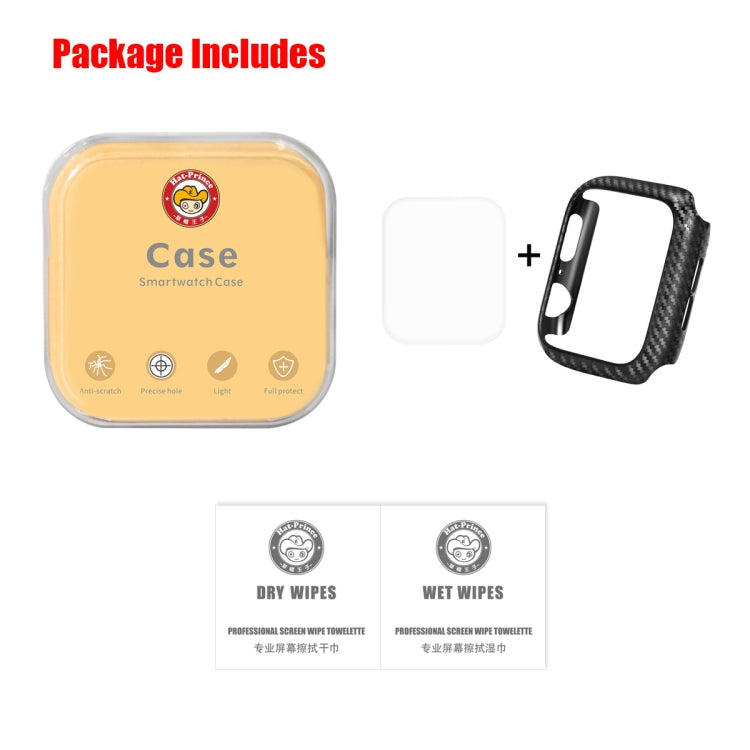 ENKAY Hat-Prince 2 in 1 Carbon Fiber Texture TPU Semi-clad Protective Shell + 3D Full Screen PET Curved Heat Bending HD Screen Protector For Apple Watch Series 6 / 5 / 4 / Watch SE 40mm