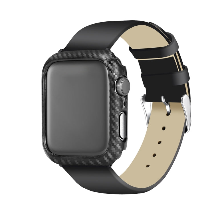 ENKAY Hat-Prince 2 in 1 Carbon Fiber Texture TPU Semi-clad Protective Shell + 3D Full Screen PET Curved Heat Bending HD Screen Protector For Apple Watch Series 6 / 5 / 4 / Watch SE 40mm