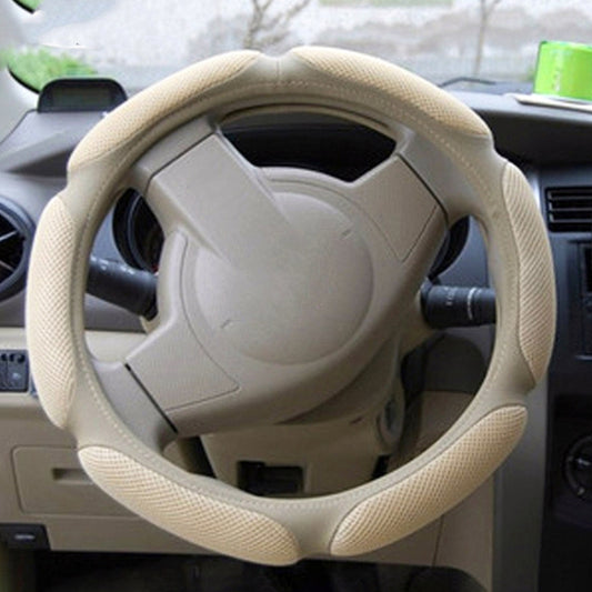 Sandwich Steering Wheel Cover, Beige and white glue#38cm, Red and white glue#38cm, Black and white glue#38cm, Grey and  white glue#38cm
