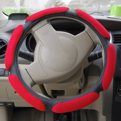 Sandwich Steering Wheel Cover, Beige and white glue#38cm, Red and white glue#38cm, Black and white glue#38cm, Grey and  white glue#38cm