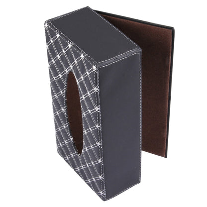 Luxury PU Leather Cover Case Tissue Box Car Pumping Tray, White line
