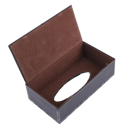 Luxury PU Leather Cover Case Tissue Box Car Pumping Tray, White line